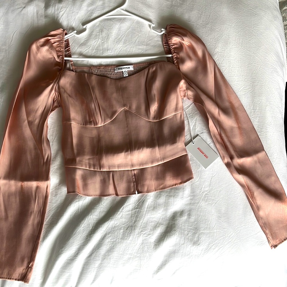NEW Champagne Good American Long-sleeve Top